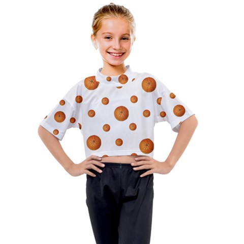 Tangerines Photo Motif Pattern Design Kids Mock Neck Tee by dflcprintsclothing