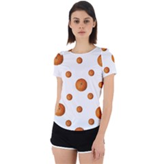 Tangerines Photo Motif Pattern Design Back Cut Out Sport Tee