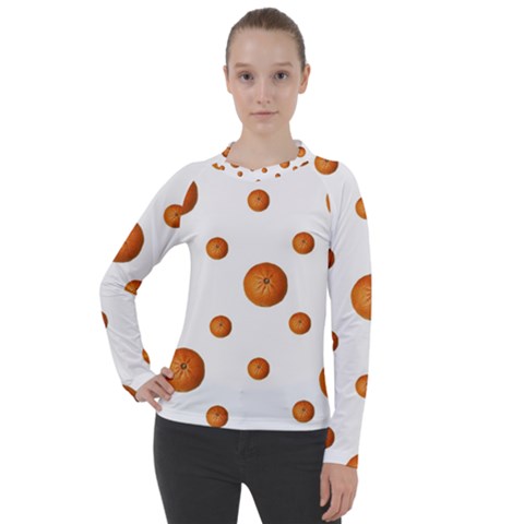 Tangerines Photo Motif Pattern Design Women s Pique Long Sleeve Tee by dflcprintsclothing