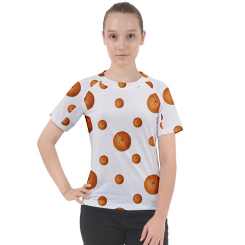 Tangerines Photo Motif Pattern Design Women s Sport Raglan Tee by dflcprintsclothing