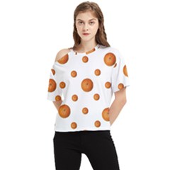 Tangerines Photo Motif Pattern Design One Shoulder Cut Out Tee by dflcprintsclothing