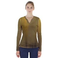 Golden V-Neck Long Sleeve Top