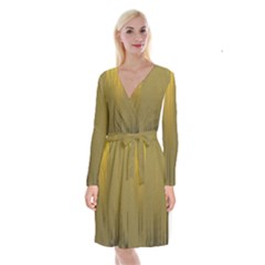 Golden Long Sleeve Velvet Front Wrap Dress