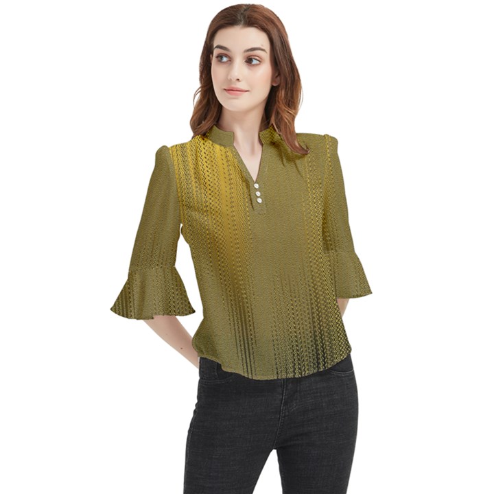 Golden Loose Horn Sleeve Chiffon Blouse