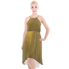 Golden High-low Halter Chiffon Dress 