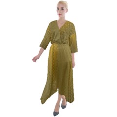 Golden Quarter Sleeve Wrap Front Maxi Dress