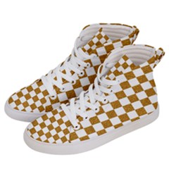 Checkerboard Gold Women s Hi-top Skate Sneakers by impacteesstreetweargold