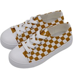 Checkerboard Gold Kids  Low Top Canvas Sneakers by impacteesstreetweargold