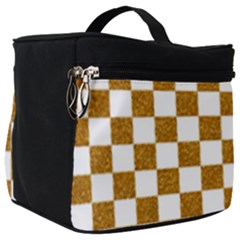 Checkerboard Gold Make Up Travel Bag (big) by impacteesstreetweargold