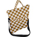 Checkerboard Gold Fold Over Handle Tote Bag View1