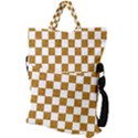 Checkerboard Gold Fold Over Handle Tote Bag View2