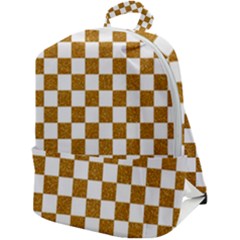 Checkerboard Gold Zip Up Backpack by impacteesstreetweargold