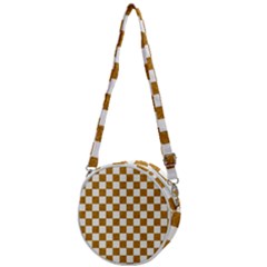 Checkerboard Gold Crossbody Circle Bag by impacteesstreetweargold