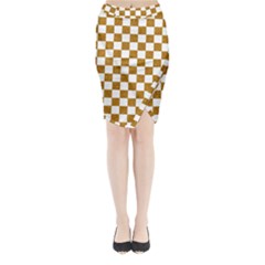 Checkerboard Gold Midi Wrap Pencil Skirt by impacteesstreetweargold