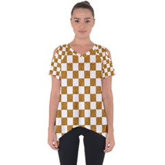 Checkerboard Gold Cut Out Side Drop Tee by impacteesstreetweargold