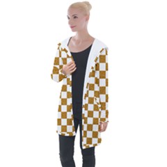 Checkerboard Gold Longline Hooded Cardigan by impacteesstreetweargold