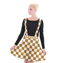 Checkerboard Gold Suspender Skater Skirt by impacteesstreetweargold