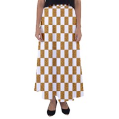 Checkerboard Gold Flared Maxi Skirt by impacteesstreetweargold