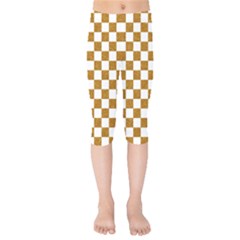 Checkerboard Gold Kids  Capri Leggings  by impacteesstreetweargold