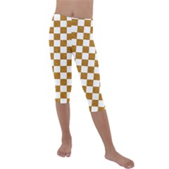 Checkerboard Gold Kids  Lightweight Velour Capri Leggings  by impacteesstreetweargold