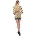 Checkerboard Gold Long Sleeve Satin Shirt View2