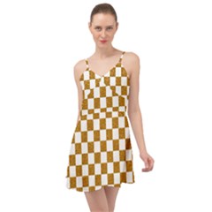 Checkerboard Gold Summer Time Chiffon Dress by impacteesstreetweargold