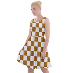 Checkerboard Gold Knee Length Skater Dress by impacteesstreetweargold