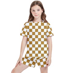 Checkerboard Gold Kids  Tee And Sports Shorts Set by impacteesstreetweargold