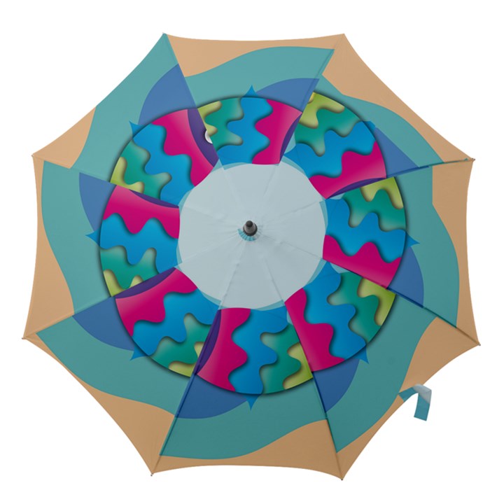 Illustrations Fish Sea Summer Colorful Rainbow Hook Handle Umbrellas (Large)