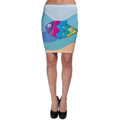 Illustrations Fish Sea Summer Colorful Rainbow Bodycon Skirt