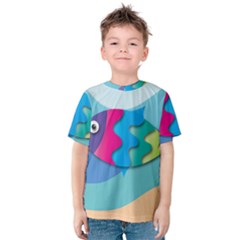 Illustrations Fish Sea Summer Colorful Rainbow Kids  Cotton Tee