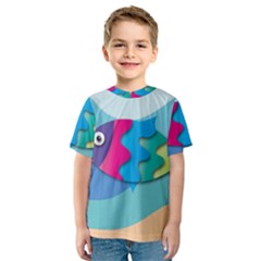 Illustrations Fish Sea Summer Colorful Rainbow Kids  Sport Mesh Tee