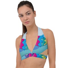 Illustrations Fish Sea Summer Colorful Rainbow Halter Plunge Bikini Top