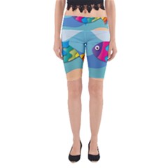 Illustrations Fish Sea Summer Colorful Rainbow Yoga Cropped Leggings