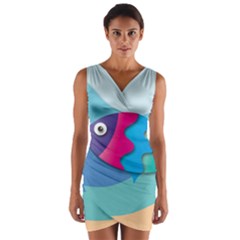 Illustrations Fish Sea Summer Colorful Rainbow Wrap Front Bodycon Dress by HermanTelo