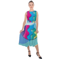 Illustrations Fish Sea Summer Colorful Rainbow Midi Tie-back Chiffon Dress by HermanTelo