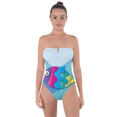 Illustrations Fish Sea Summer Colorful Rainbow Tie Back One Piece Swimsuit