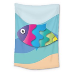 Illustrations Fish Sea Summer Colorful Rainbow Large Tapestry