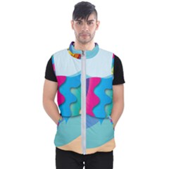 Illustrations Fish Sea Summer Colorful Rainbow Men s Puffer Vest