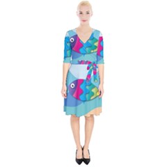 Illustrations Fish Sea Summer Colorful Rainbow Wrap Up Cocktail Dress by HermanTelo