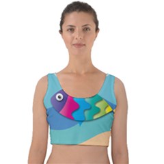 Illustrations Fish Sea Summer Colorful Rainbow Velvet Crop Top