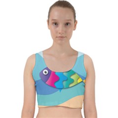 Illustrations Fish Sea Summer Colorful Rainbow Velvet Racer Back Crop Top