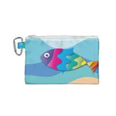 Illustrations Fish Sea Summer Colorful Rainbow Canvas Cosmetic Bag (small) by HermanTelo