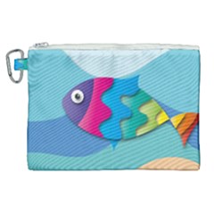 Illustrations Fish Sea Summer Colorful Rainbow Canvas Cosmetic Bag (xl)