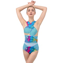 Illustrations Fish Sea Summer Colorful Rainbow Cross Front Low Back Swimsuit by HermanTelo