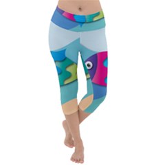 Illustrations Fish Sea Summer Colorful Rainbow Lightweight Velour Capri Yoga Leggings