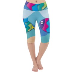 Illustrations Fish Sea Summer Colorful Rainbow Lightweight Velour Cropped Yoga Leggings by HermanTelo