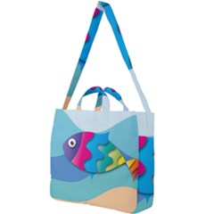 Illustrations Fish Sea Summer Colorful Rainbow Square Shoulder Tote Bag by HermanTelo