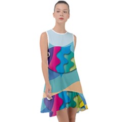 Illustrations Fish Sea Summer Colorful Rainbow Frill Swing Dress by HermanTelo