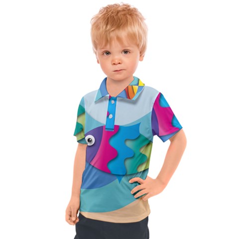 Illustrations Fish Sea Summer Colorful Rainbow Kids  Polo Tee by HermanTelo